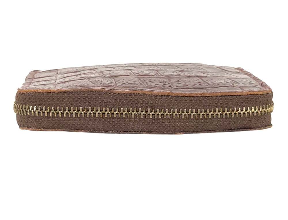 Vintage 90s Mulberry Congo Zip Wallet Womens Brown Croc Embossed - Picture 2 of 7